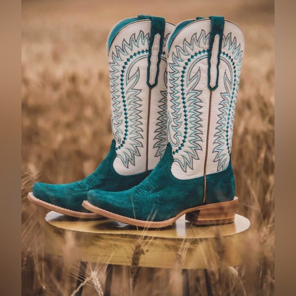 Ariat Shoes - Ariat Derby Monroe Western Boot in Ancient Turquoise Roughout